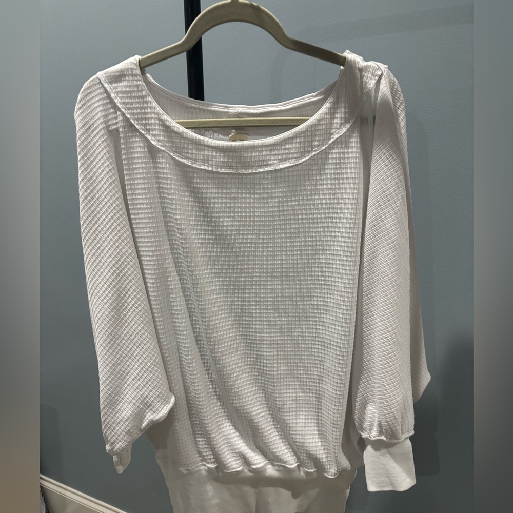 Free People We The Free White Willow Oversized Waffle Knit Thermal L